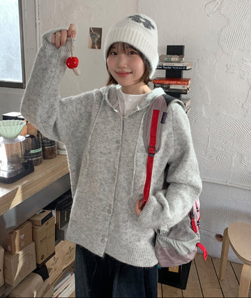 Tinpu Double Button Over Wool Hood Cardigan